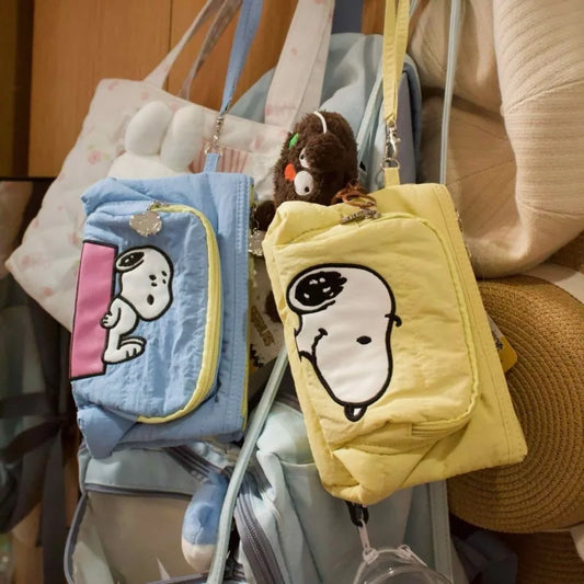 New Snoopy Storage Bag Kawaii Anime Cartoon Embroidery Accessories Portable Folding Travel Cosmetic Holiday Makeup Bag Gifts
